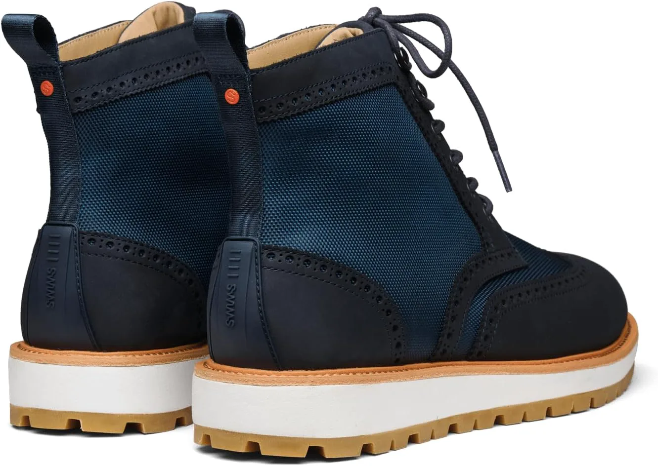 Мужские ботинки SWIMS Vigo Wingtip Brogue, роскошная водоотталкивающая кожа и нейлон, темно-синий — фото 3