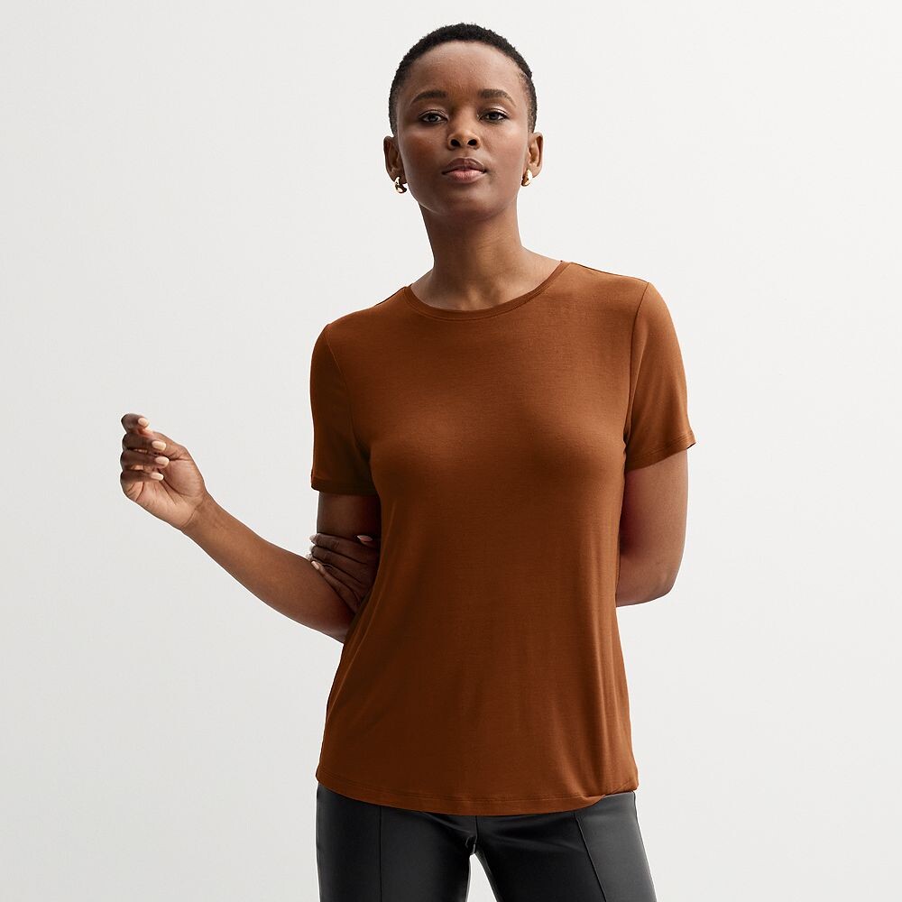 

Женская футболка Nine West Essential с круглым вырезом, цвет Bittersweet Cocoa