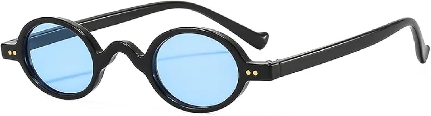 

Винтажные модные круглые солнцезащитные очки для женщин и мужчин, роскошные, в стиле хип-хоп, популярные, в маленькой оправе, панк, для путешествий TVTBBVV, Black Blue