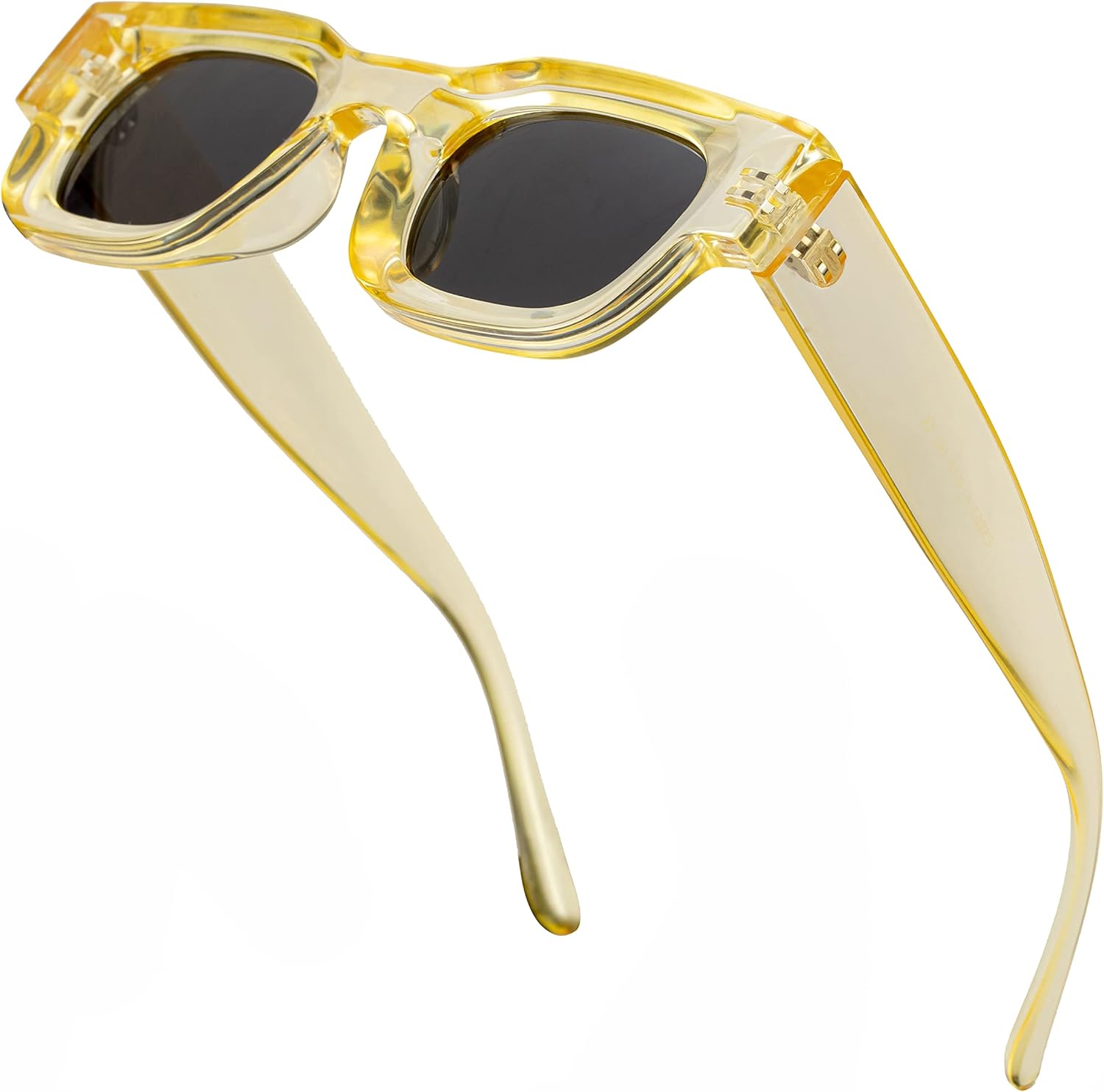 

Солнцезащитные очки в стиле ретро прямоугольной формы с поляризацией для женщин и мужчин с маленьким лицом, массивная квадратная оправа, защита UV400 Teumire, A10 Transparent Yellow/Grey