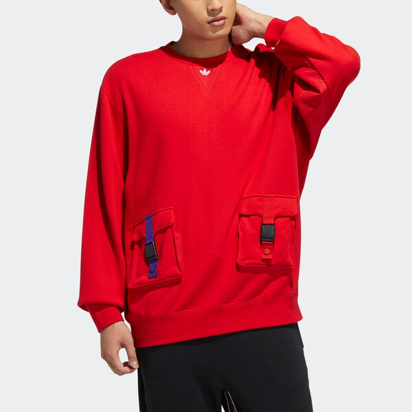 Толстовка adidas originals Cny Crew Series Cargo Pocket Round Neck Pullover Red, красный — фото 2