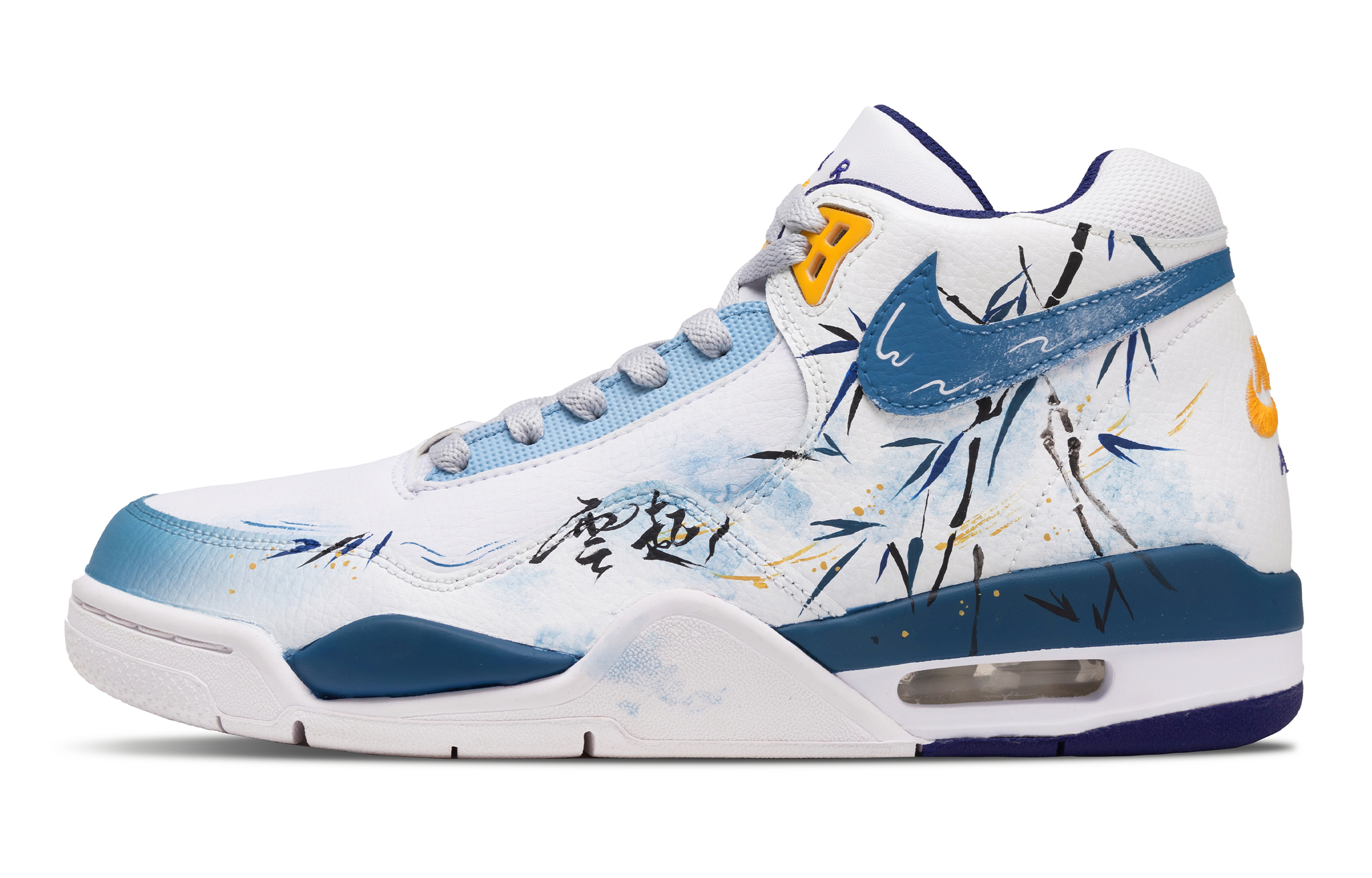 

Nike Баскетбольные кроссовки Flight Legacy Breeze Blue Bamboo с противоскользящим покрытием, износостойкие, винтажные, среднего размера, мужские, сине-белые