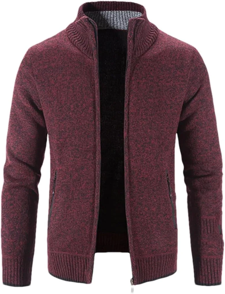 

Мужской свитер с воротником-стойкой, толстая шерсть, молния DBFBDTU