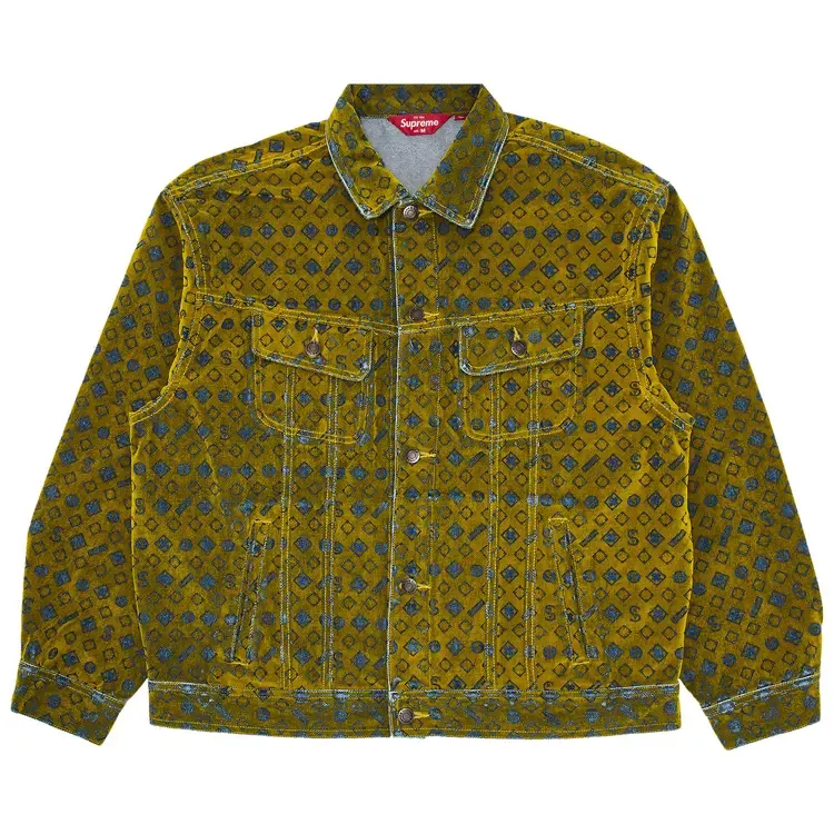 Куртка-тракер Supreme Flocked Denim Trucker Jacket 'Mustard', желтый