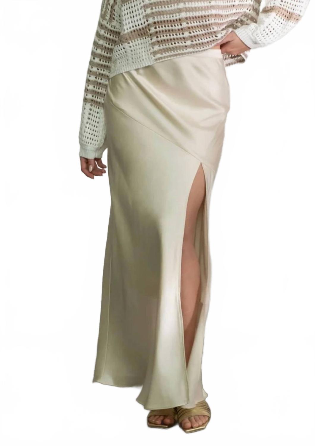 

Blu Pepper Макси-юбка с высоким разрезом, бежевого цвета