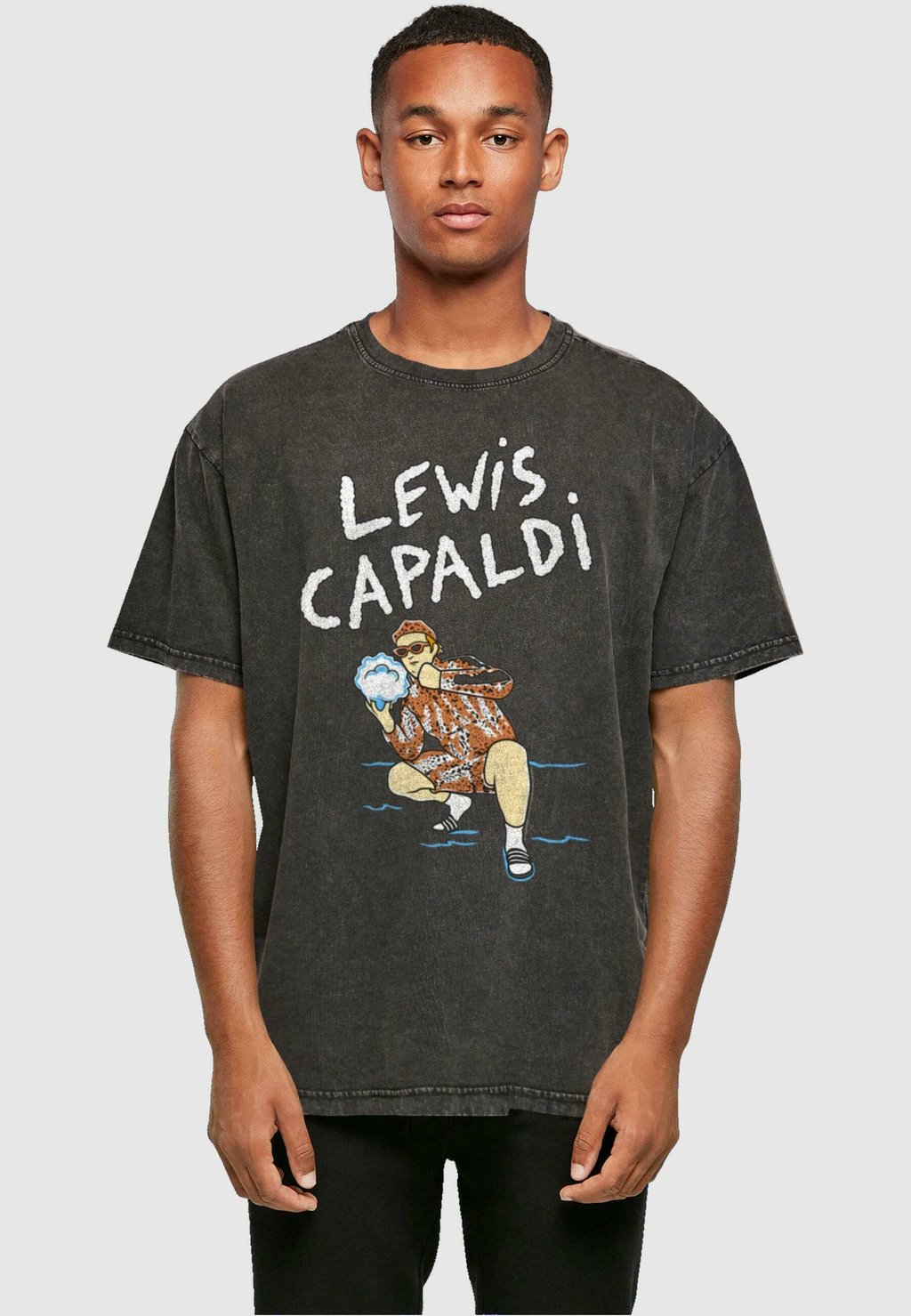 

Футболка с принтом LEWIS CAPALDI - SNOWLEOPARD ACID WASHED Merchcode, черный