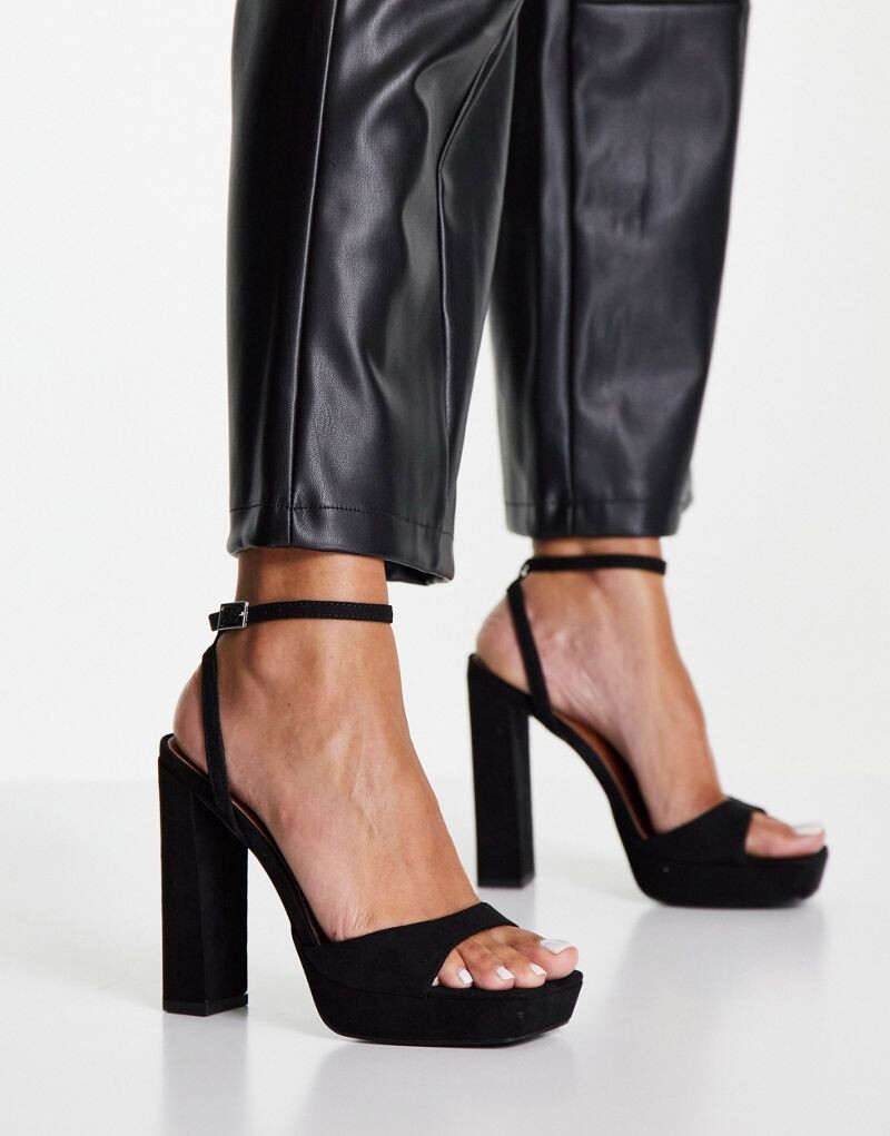 

Черные босоножки на платформе ASOS DESIGN Noun на блочном каблуке