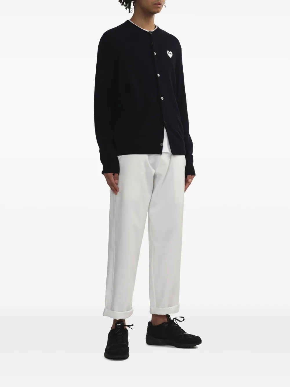 Кардиган с аппликацией в виде сердца Comme Des Garçons Play, синий — фото 2