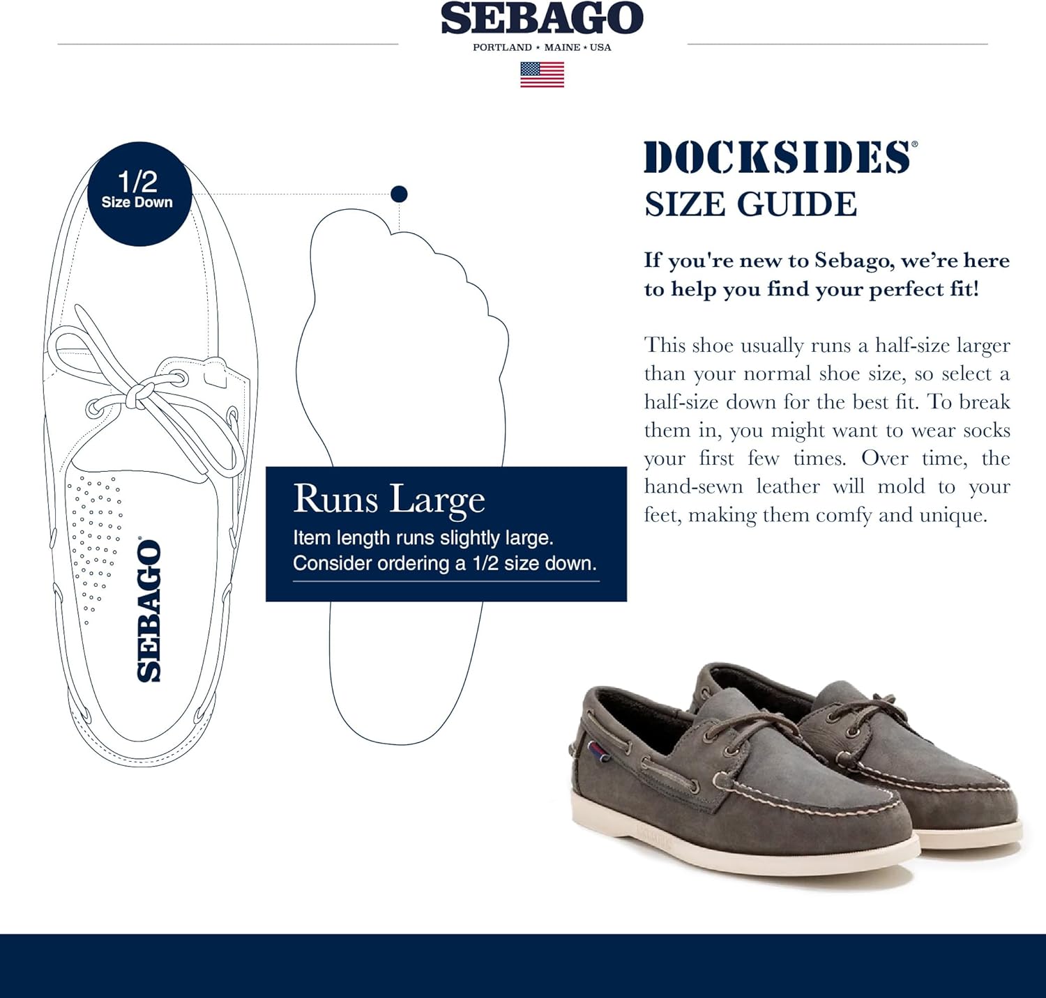 Мокасины Sebago Portland Crazy H - с узорчатой и искусственно состаренной вощеной кожей, подкладкой из кожи и резиновой подошвой, не оставляющей следов и не скользящей, темно-серый — фото 3