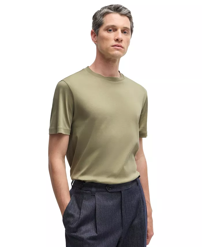 

Мужская футболка Regular-Fit из мерсеризованного хлопка Hugo Boss, зеленый