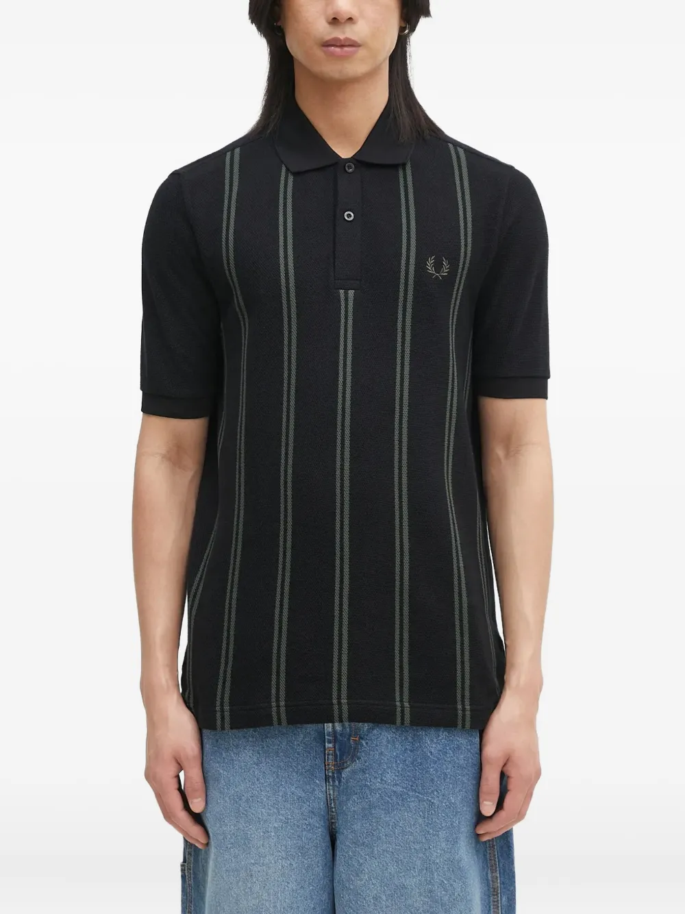 

Полосатая рубашка поло Fred Perry, черный