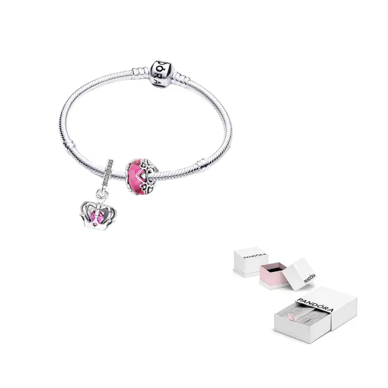 

Серебряный браслет из стерлингового серебра 925 пробы со стеклом Pandora, серебряный