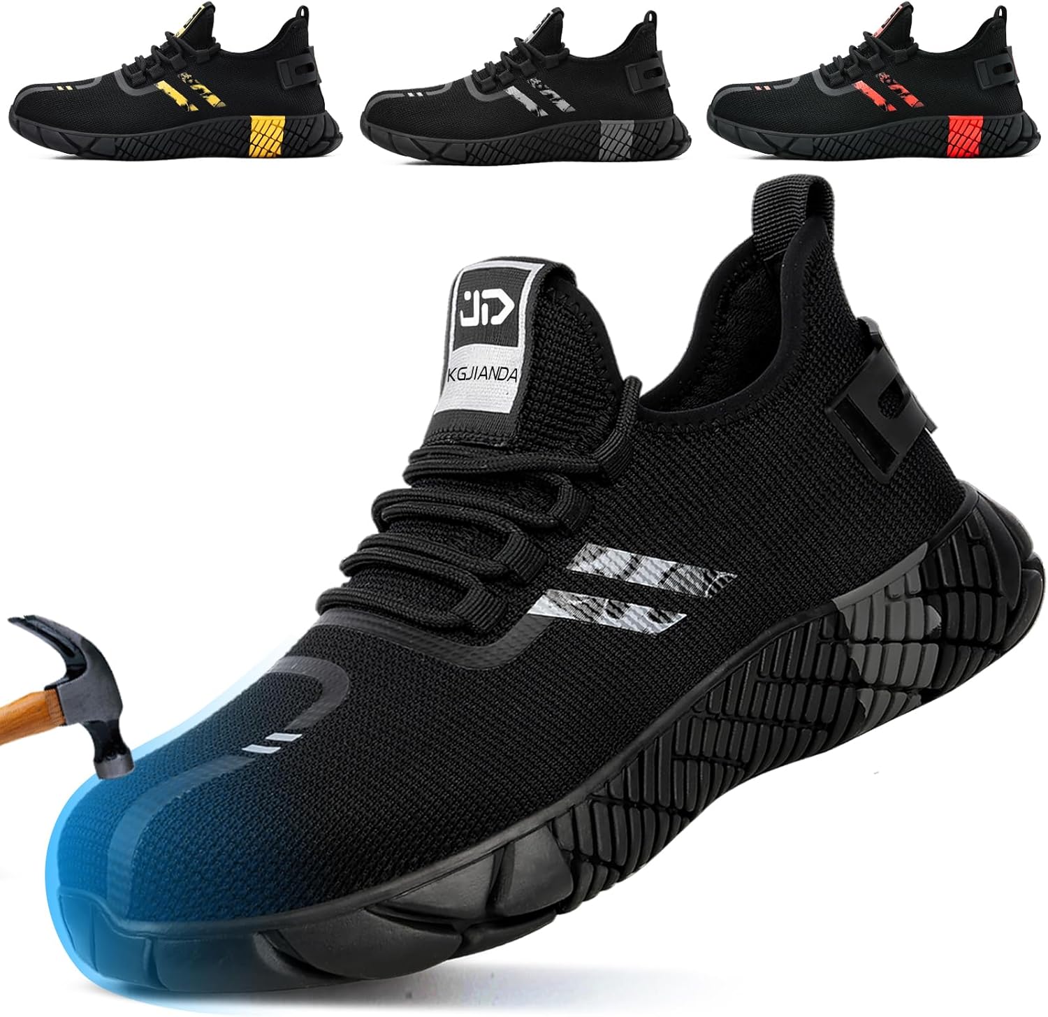 

Мужские ботинки с стальным носком, рабочая обувь для мужчин, стальные ботинки для строительства, дышащие кроссовки с защитой от ударов для склада, легкие безопасные неразрушимые кроссовки для промышленности Kgjianda, черный