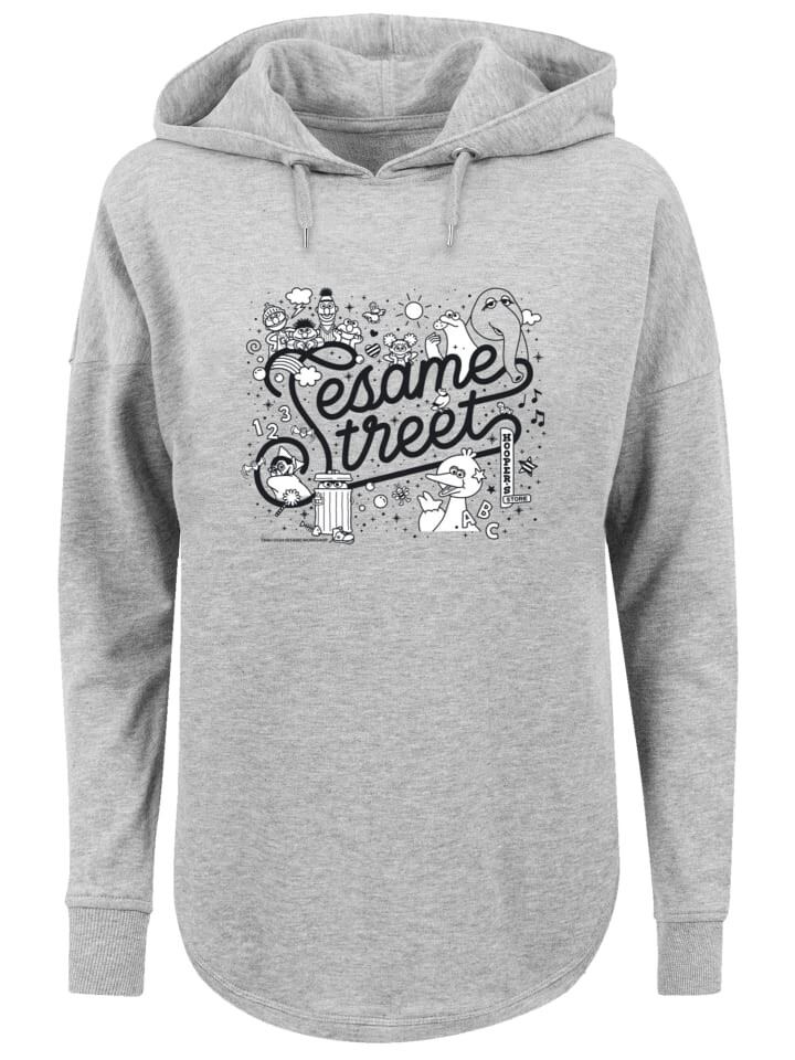 

Пуловер F4NT4STIC Oversized Hoodie Sesamstraße Collage Black & White, серый
