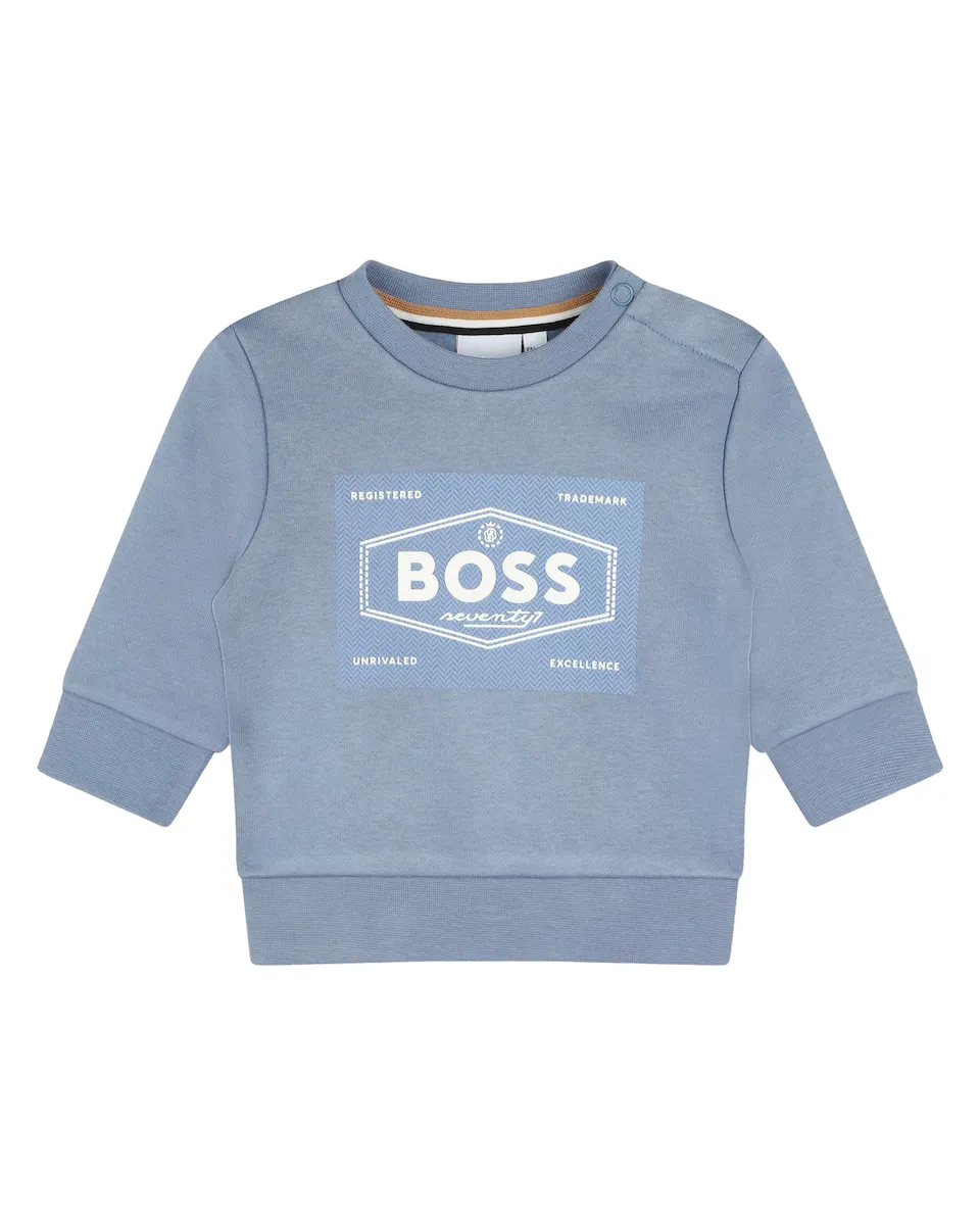 

Толстовка для мальчика с круглым вырезом и принтом спереди BOSS Kidswear, синий