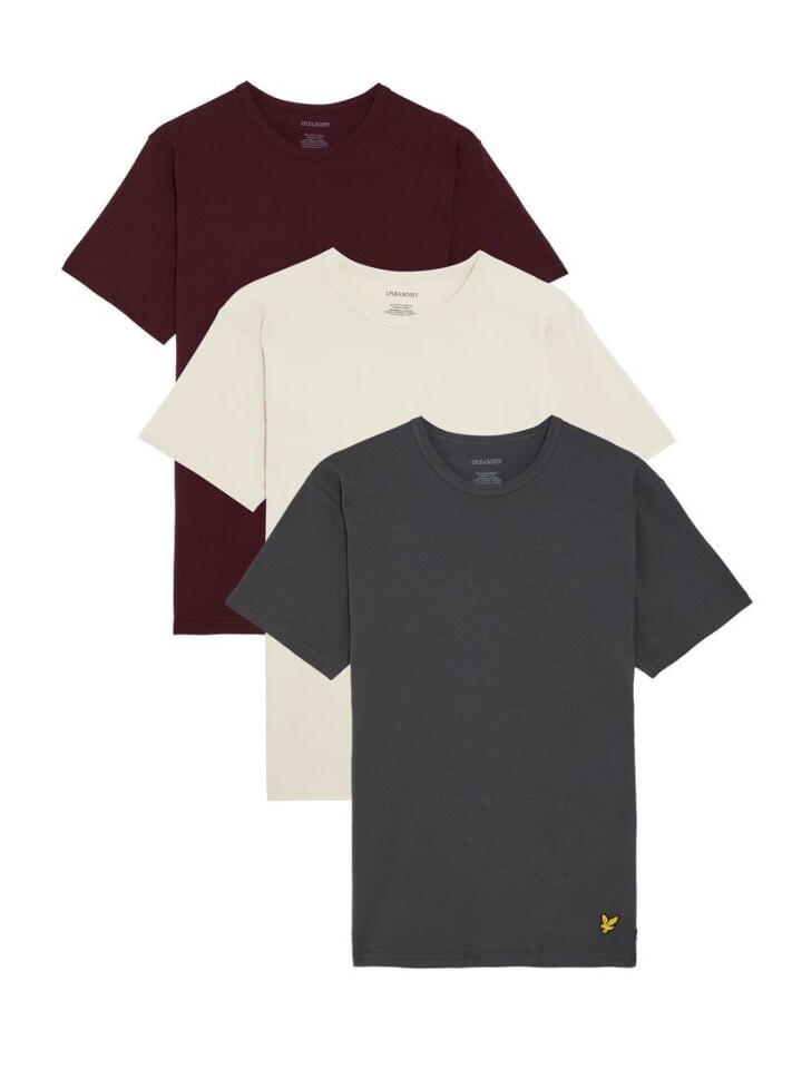 

Футболка Lyle & Scott T-Shirt 3Er-Set, цвет Graphit/Hellbeige/Bordeaux