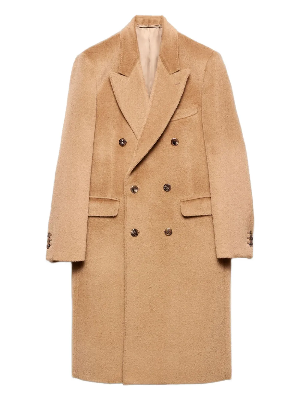 

Двубортное пальто на пуговицах Prada, коричневый
