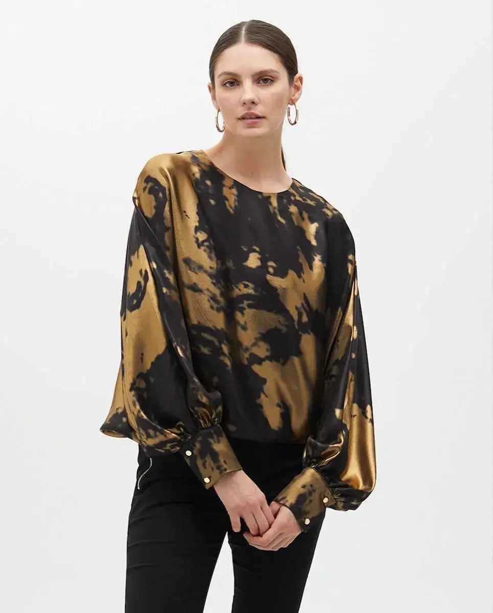 

Женская блуза с узором и пышными рукавами Lola Casademunt, золотой