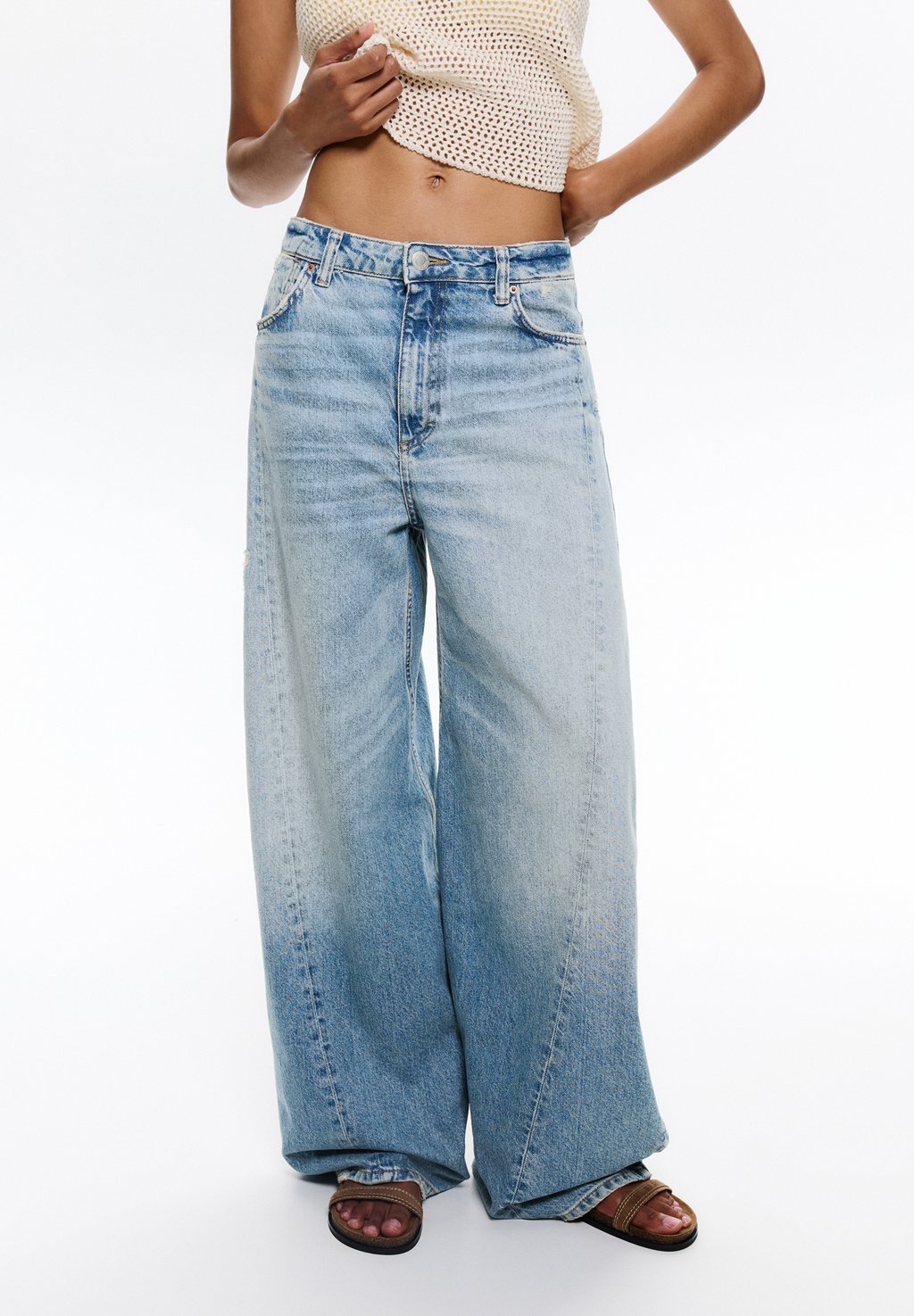 

Джинсы прямого кроя MID WAIST BARREL PULL&BEAR, цвет Blue Denim