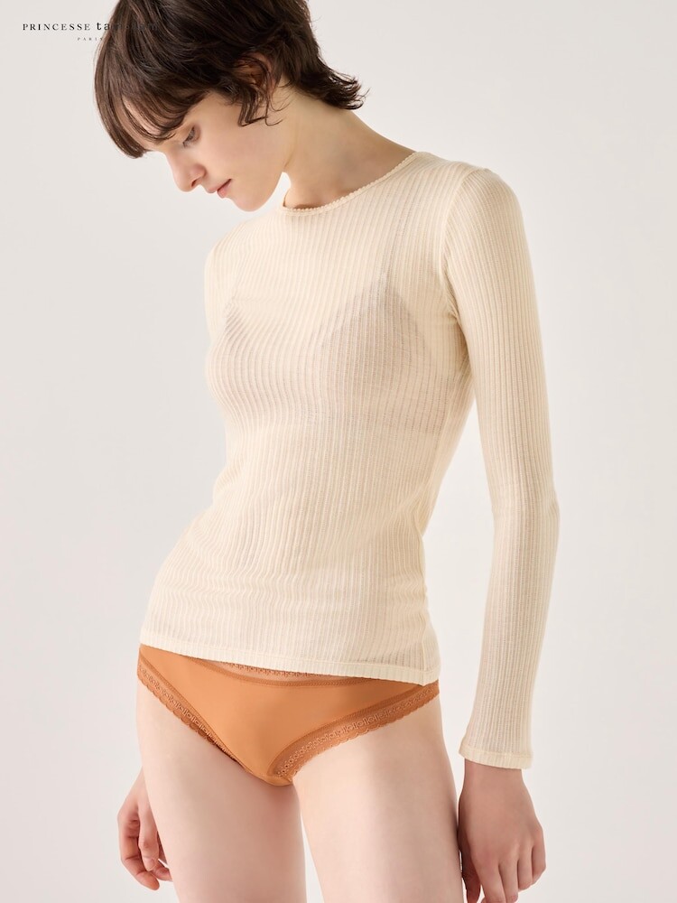 

Футболка heattech из кашемира Uniqlo, бежевый