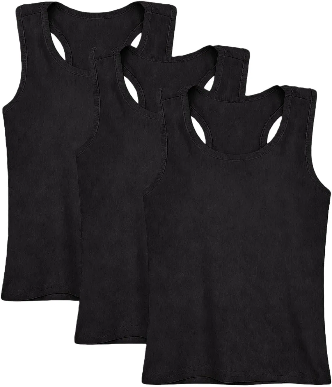 Детские топы без рукавов, 3 шт., хлопок, Black