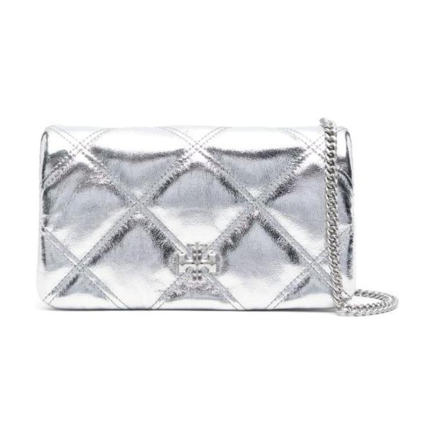 

TORY BURCH Кожаная сумка через плечо кроссбоди мини кошелек женская серебристая