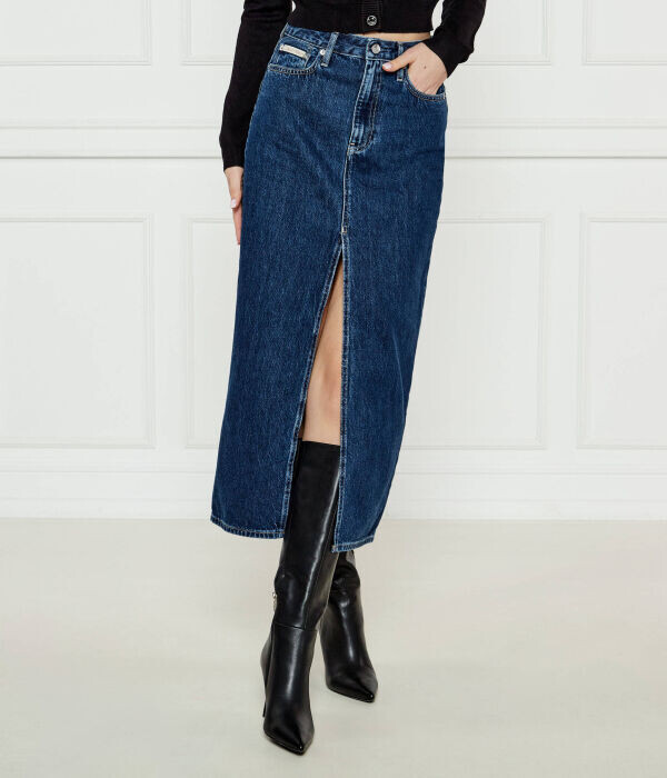 

Юбка джинсовая Calvin Klein Jeans с разрезом, синий