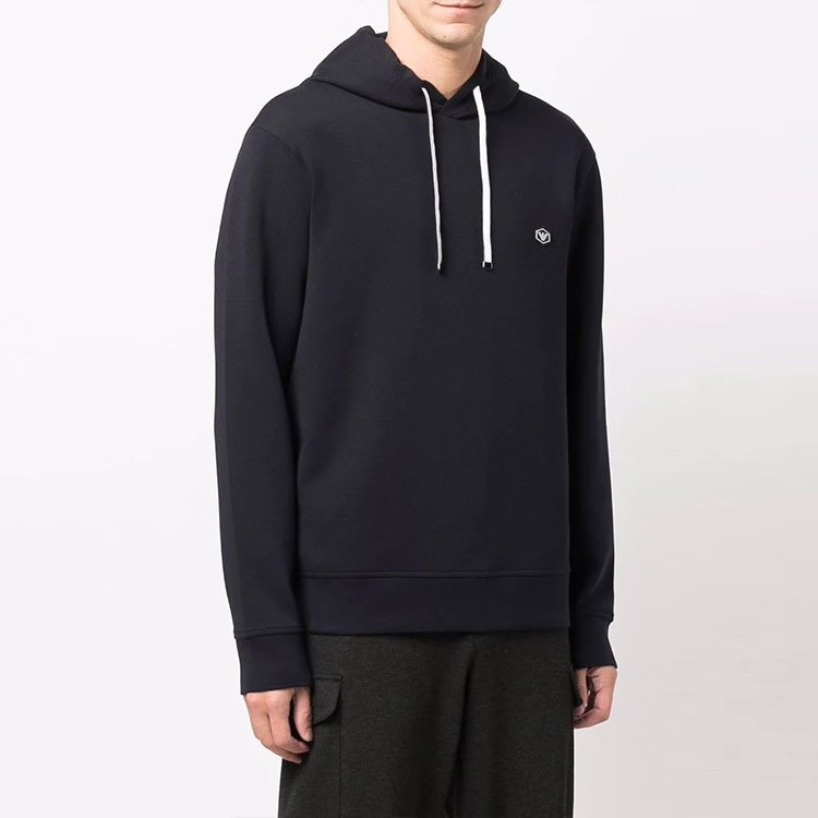 Толстовка с логотипом на груди и шнурком EMPORIO ARMANI, темно-синяя — фото 4