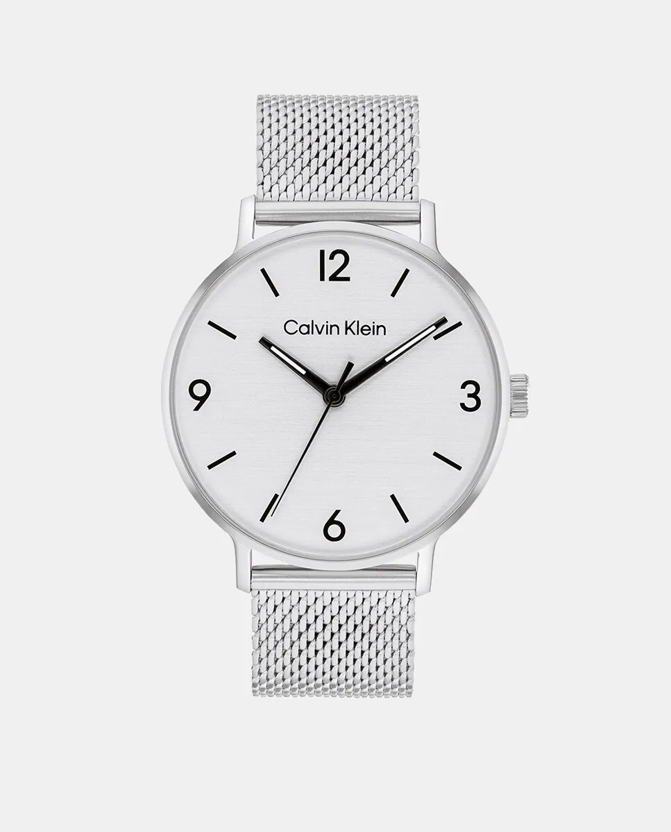 

Современные мужские часы 25200433 со стальной сеткой Calvin Klein, серебрянный