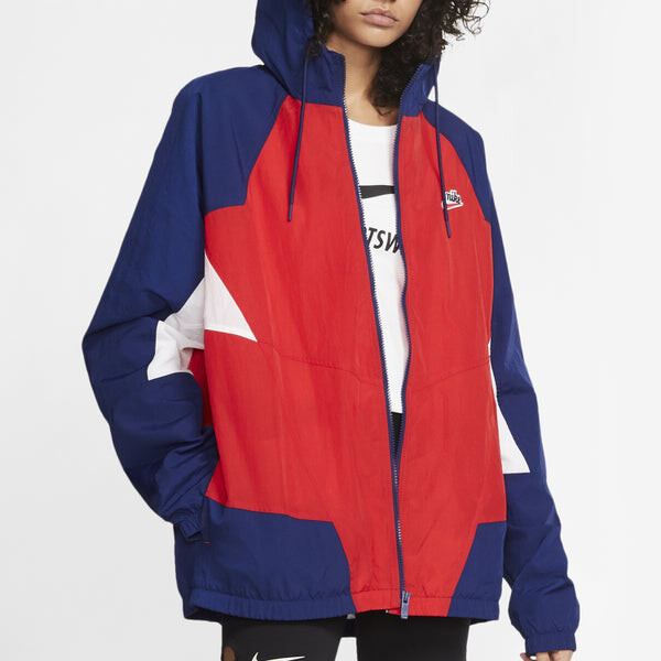 Куртка Nike Sportswear Heritage Windrunner Splicing hooded Woven Logo Jacket Red Blue Redblue, синий — фото 3