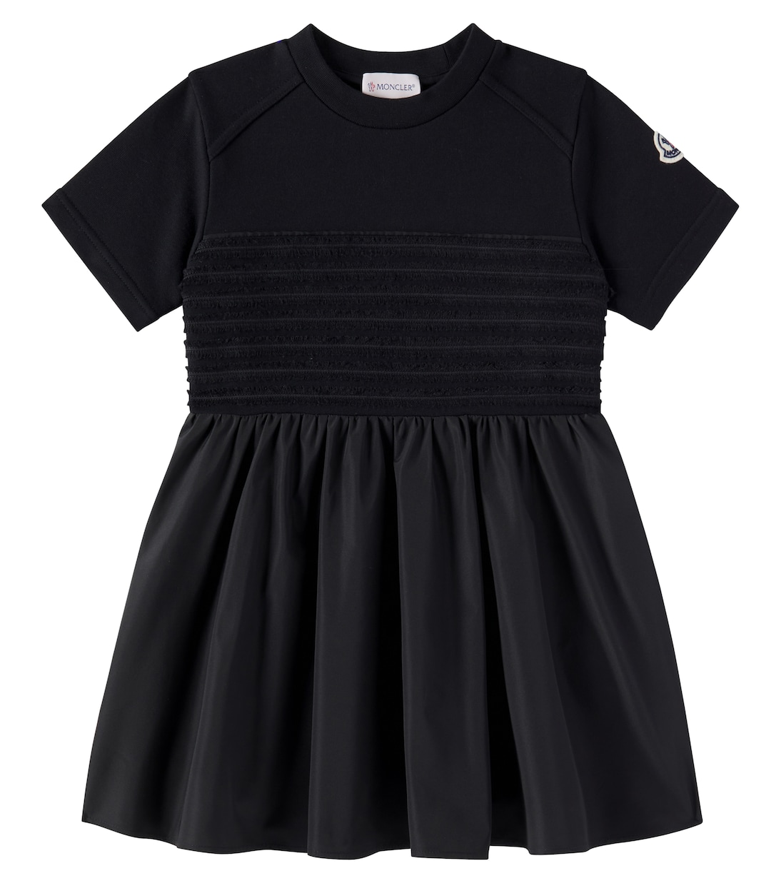 

Лого джерси и платье из тафты Moncler Enfant, черный