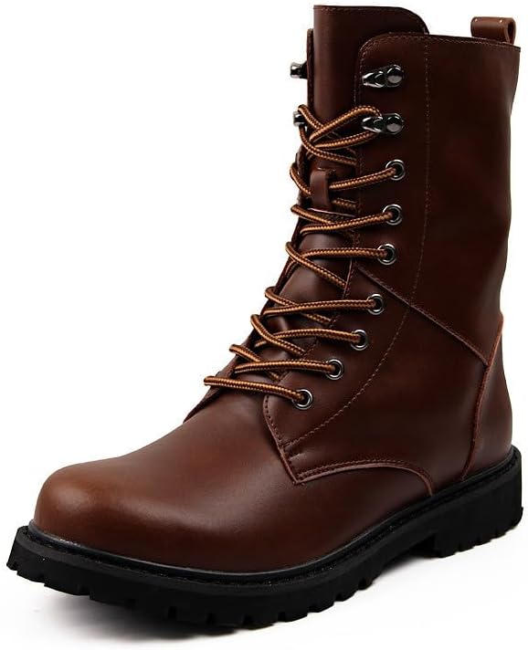 

Мужские боевые ботинки Santimon на шнуровке, средние по голени, ботинки с противоскользящей подошвой, наружные ботинки до щиколотки, мотоциклетные, коричневый