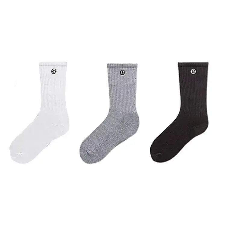 

Повседневные носки мид-кальф Unisex 3 пары Lululemon, белый/светло-серый/черный