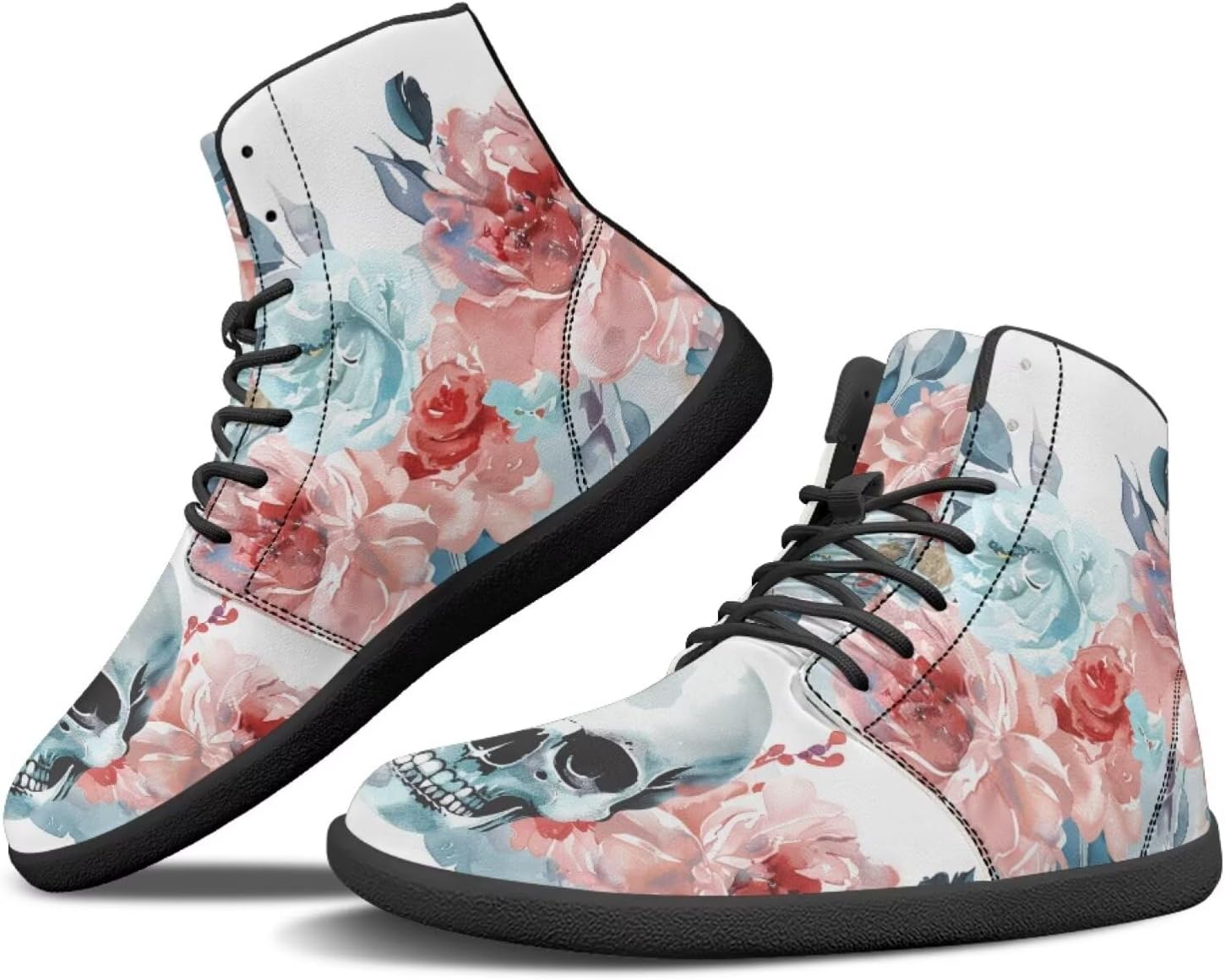 

Мужские минималистичные кроссовки Binienty для ходьбы, Watercolour Floral Skull