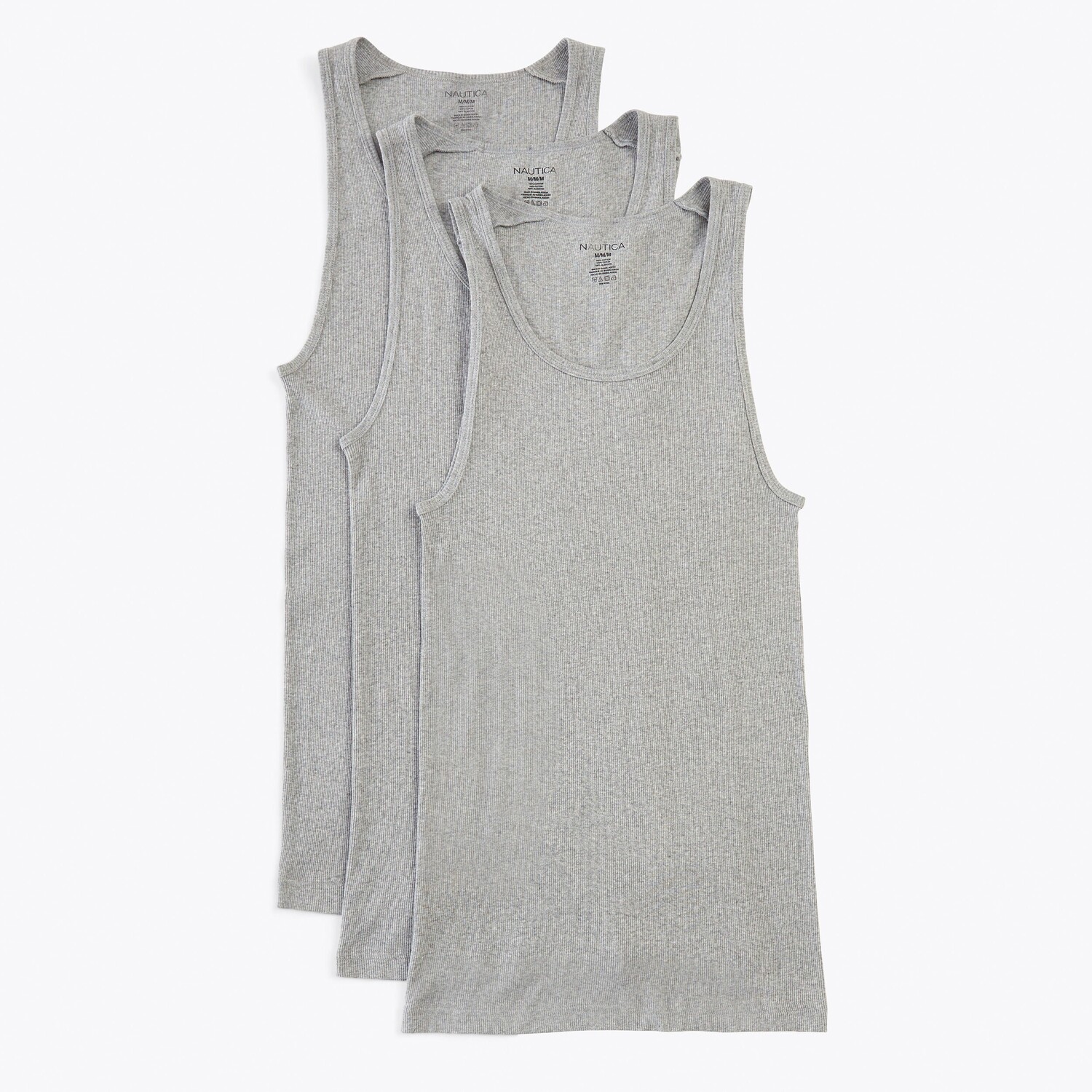 

Мужские майки Nautica в рубчик, упаковка из 3 шт., цвет Ghost Heather Bros B05