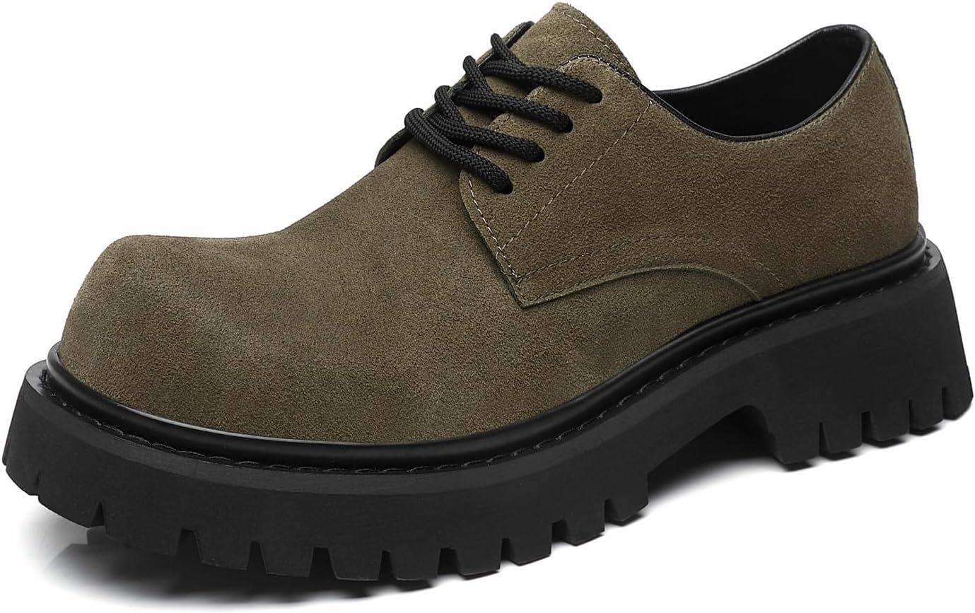 

Мужские туфли BOEGBNW из замши с платформой и массивным каблуком типа «оксфорд», классические с шнуровкой, с круглым носком, противоскользящей подошвой и каблуком-блоком, деловые туфли для работы, свадьбы и вечеринок, коричневый