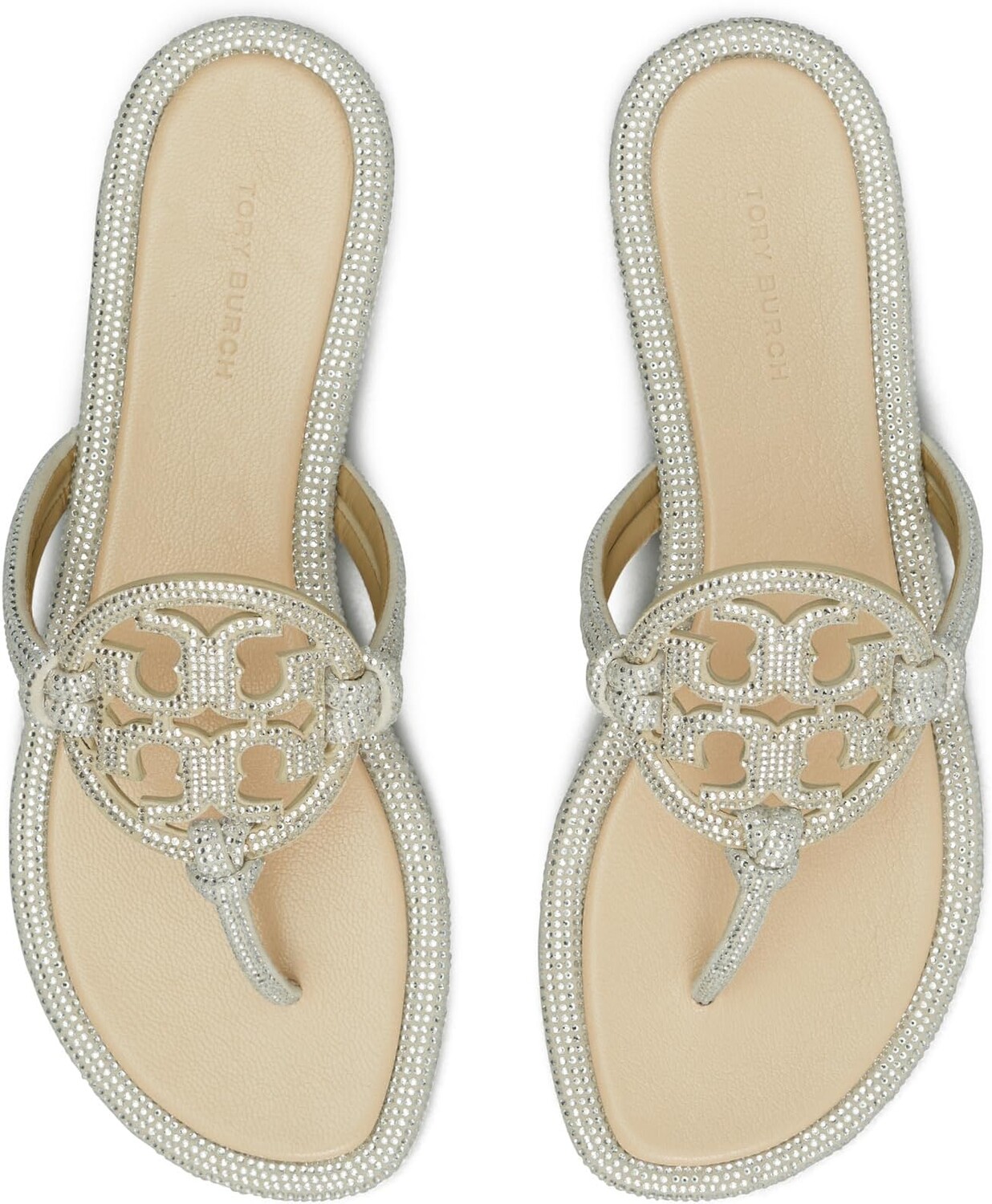 Сандалии на плоской подошве Miller Knotted Pave Tory Burch, цвет Stone Gray — фото 2