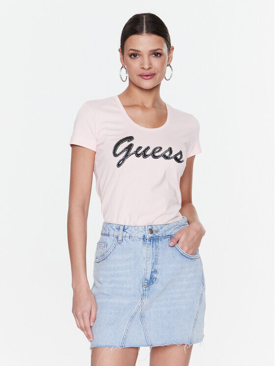 

Футболка узкого кроя Guess, розовый