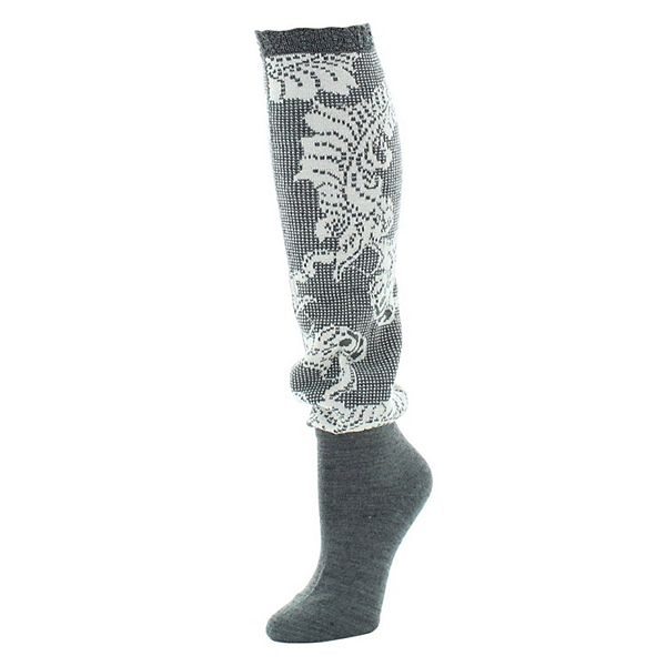 

Женские носки до колена из шерстяной смеси с кружевной отделкой Natori, Dark Gray Heather