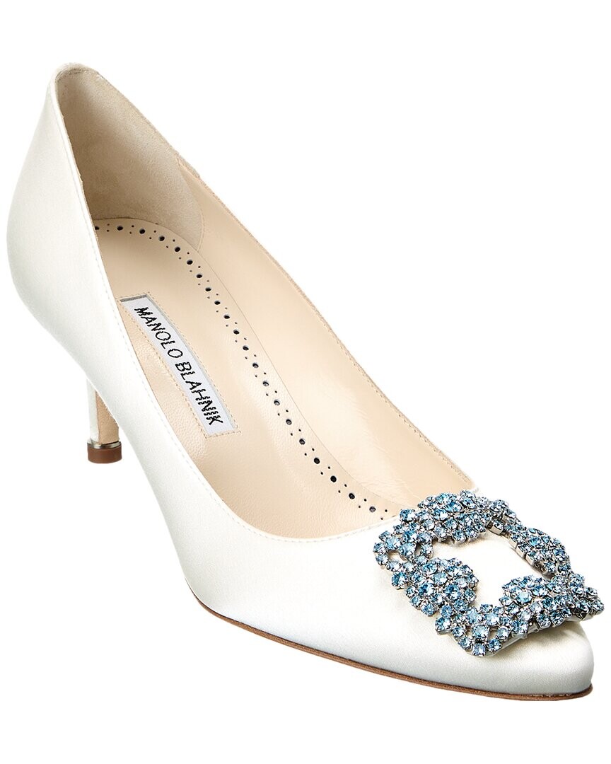 

Атласные туфли Manolo Blahnik Hangisi Bridal 50, белый