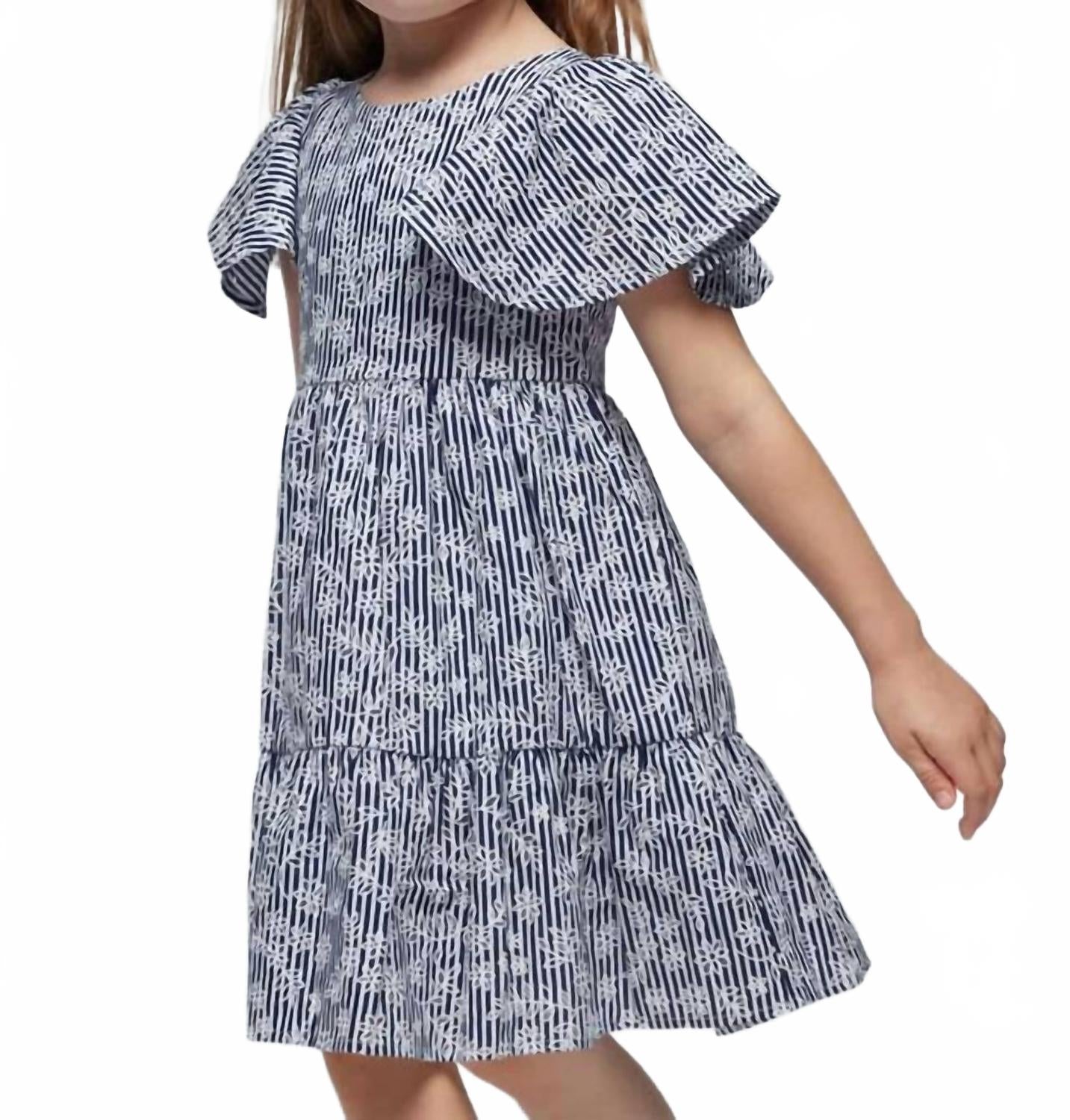 

Детское платье из поплина в синюю полоску Mayoral