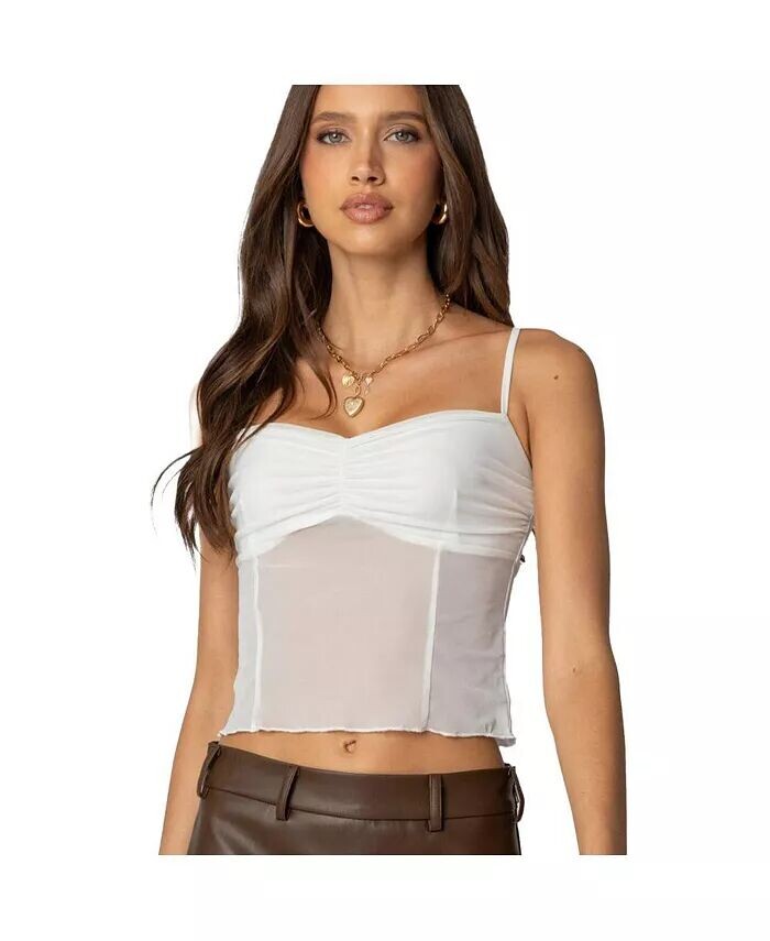

Женский топ Viv Ruched Sheer Mesh Edikted, белый