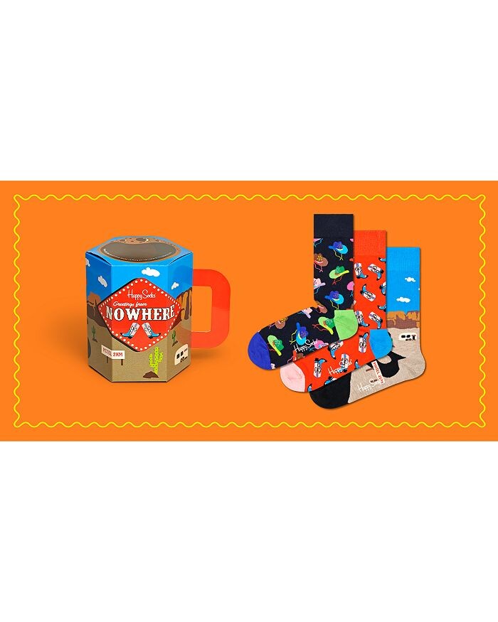 

Happy Socks Добро пожаловать в подарочную коробку носков для экипажа из хлопковой смеси, упаковка из 3 шт, мультиколор