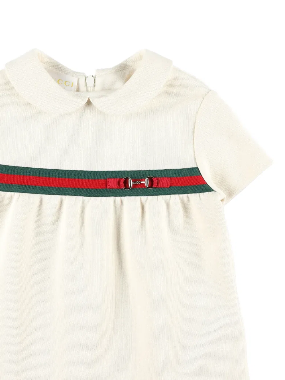 Платье с круглым воротником и короткими рукавами Gucci Kids, нейтральный — фото 3