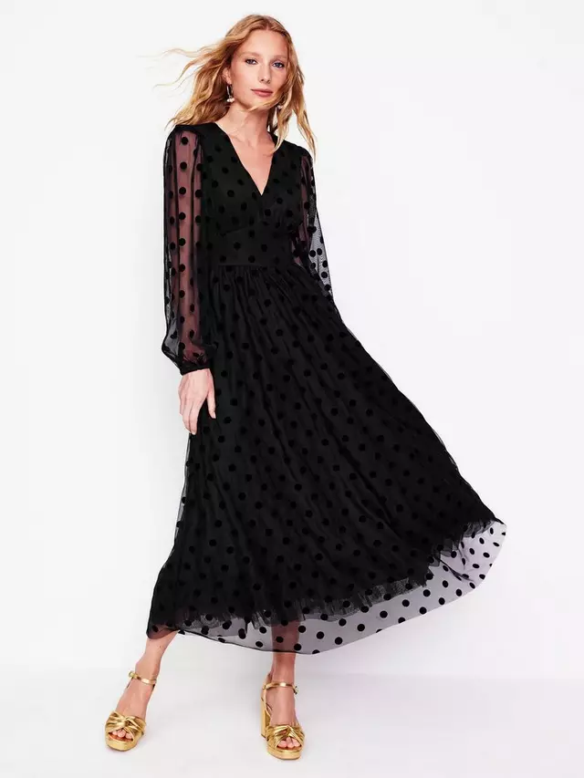 

Платье Boden Christina Polka Dot Tulle Midi, черный