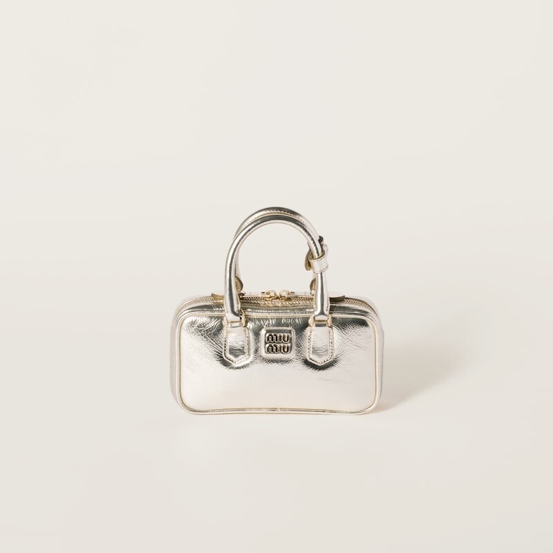 

Мини-Сумка Arcadie из ламинированной кожи наппа Miu Miu, серый