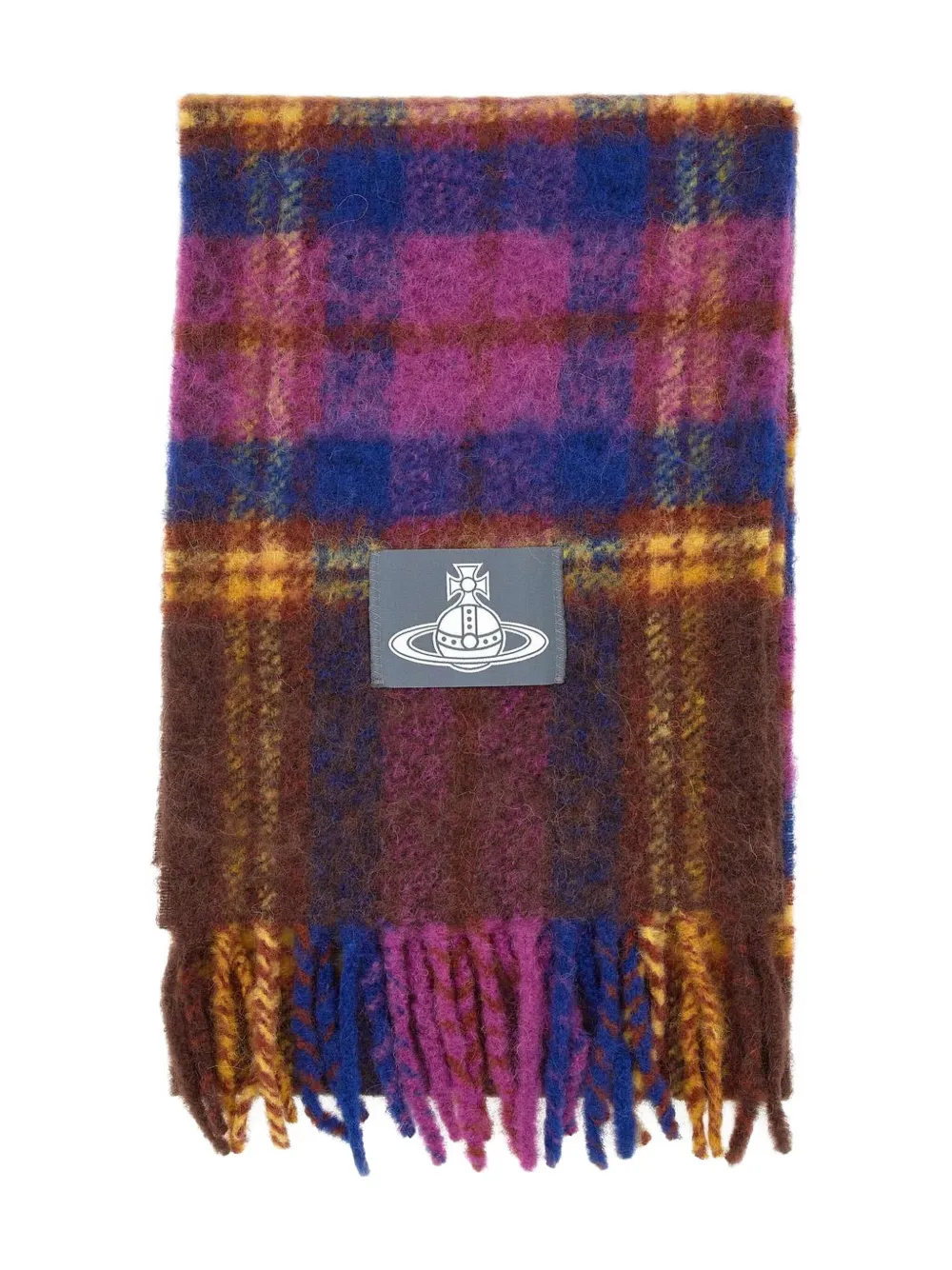 

Шарф в клетку тартан с логотипом Vivienne Westwood, синий