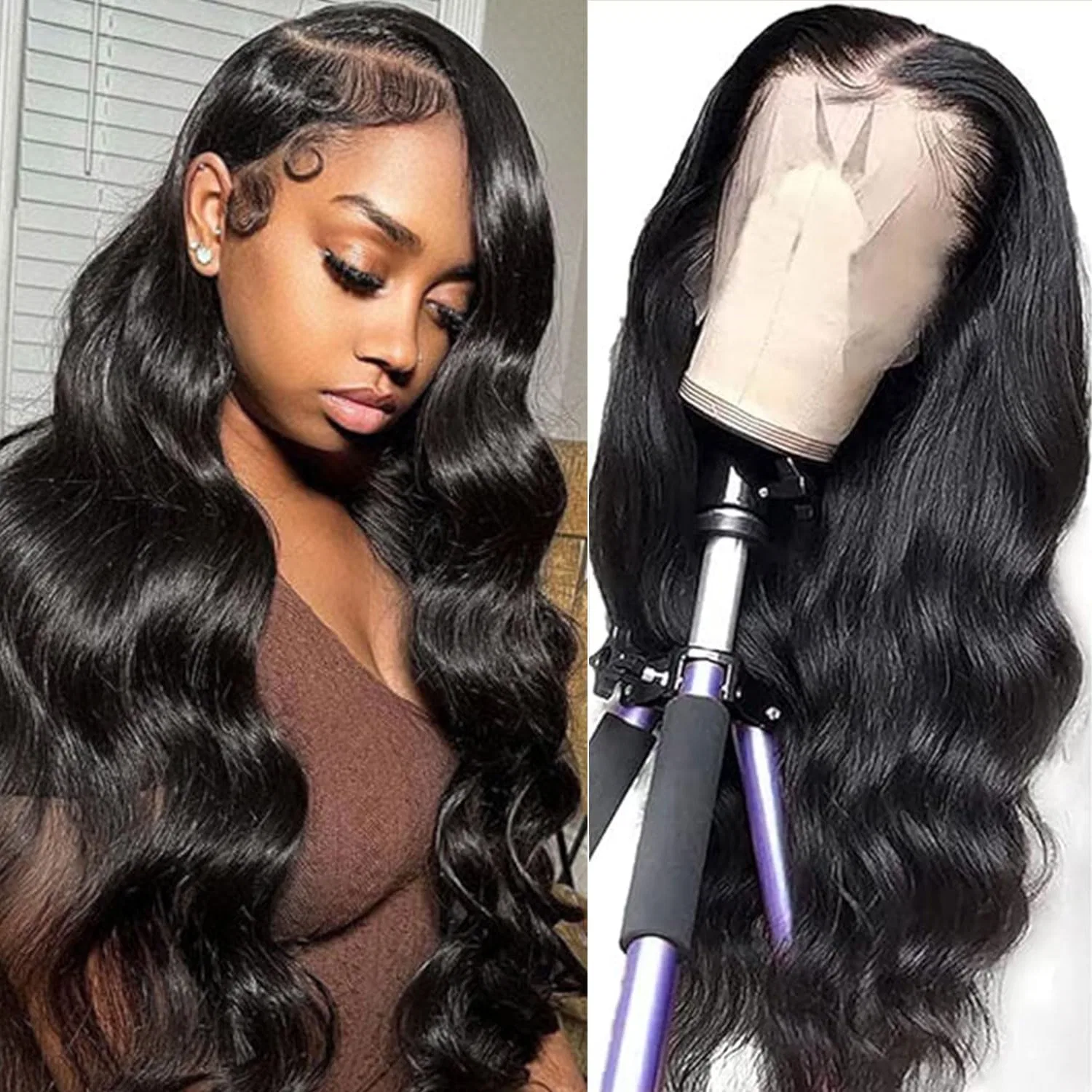 Парик из натуральных волос 13x4 HD Lace Front Body Wave Wepwcod, Body-Natural Colour