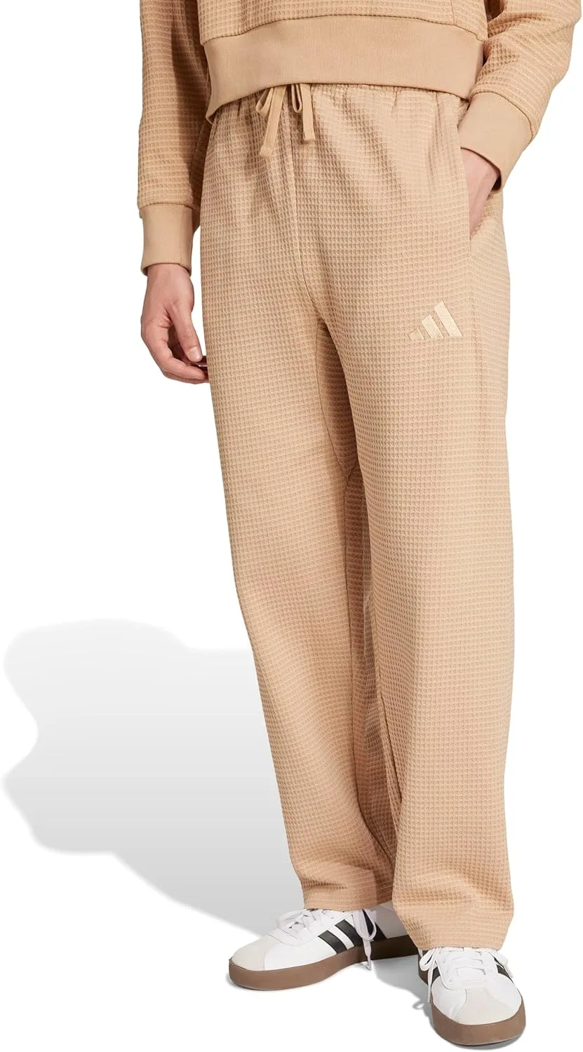 Мужские брюки Adidas All Season из вафельной вязки свободного кроя с открытым низом, Warm Sandstone