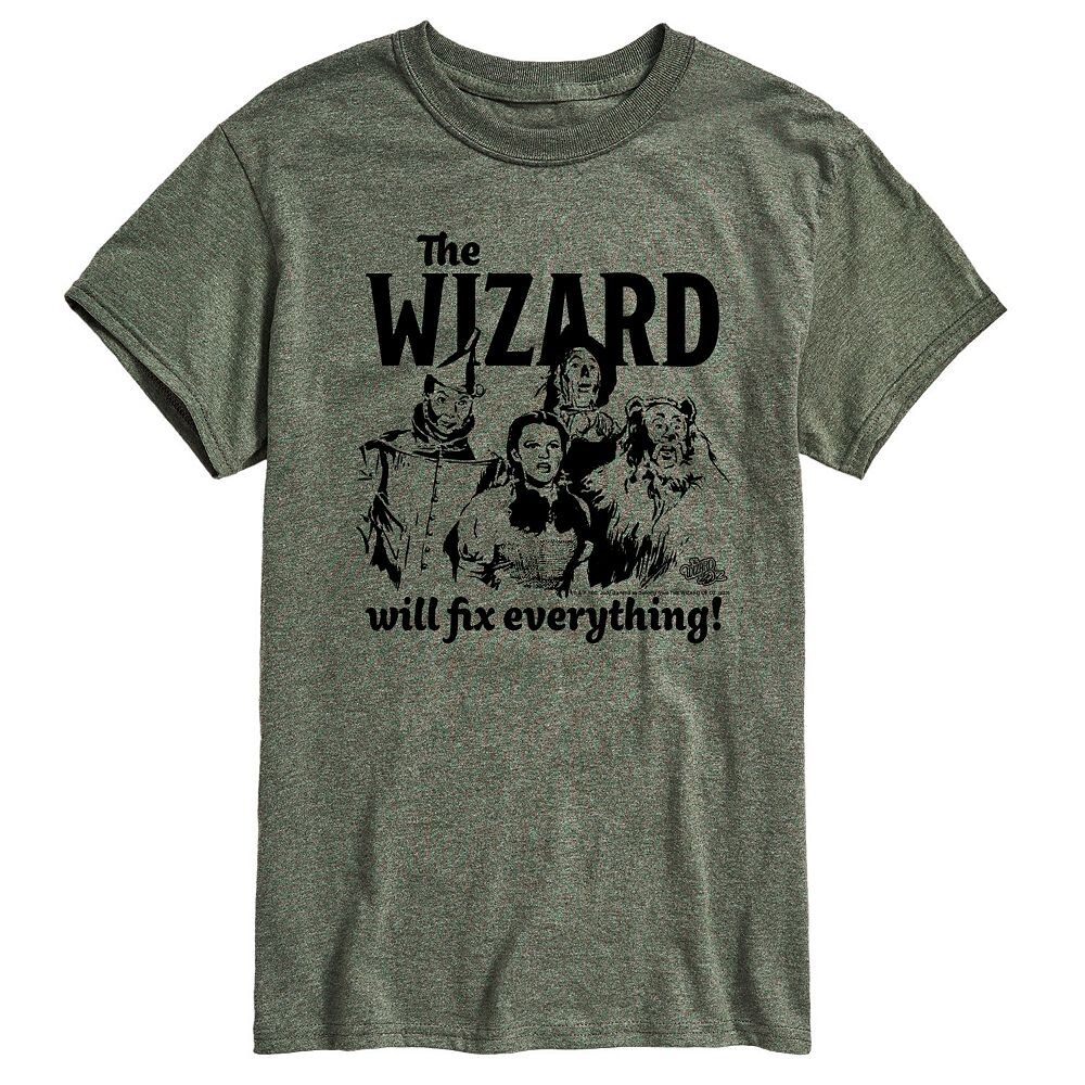 

Мужская футболка с рисунком Wizard Of Oz Wizard Will Fix Everything Licensed Character, цвет Heather Green